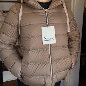 Herno Beige Hooded Puffer Jacket